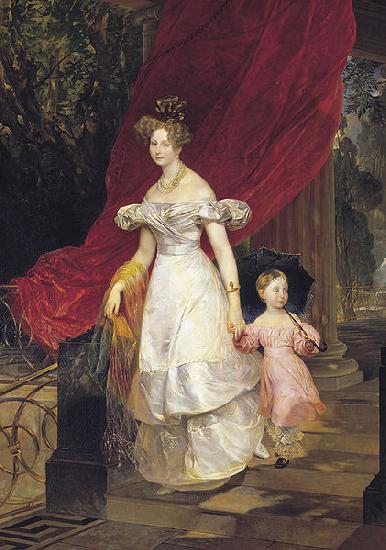 Karl Briullov Portrait of Grand Duchess Elena Pavlovna and her daughter Maria oil painting picture